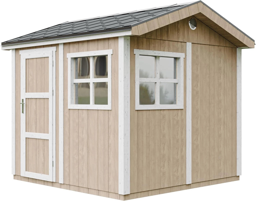 Casetta da giardino di qualit? premium 5,9 m² - H252x250x294 cm - Timbela M913-TERRA BROWN