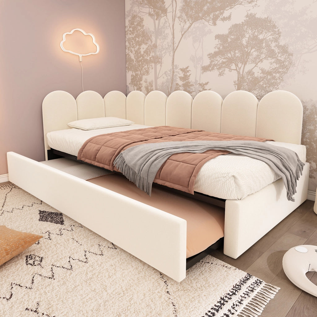 Daybed singolo – 90x200 cm – estraibile 90x190 rete – velluto beige