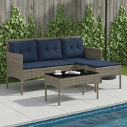 Set Divano da Giardino 2 pcs Grigio e Blu Navy polyrattan 4103810