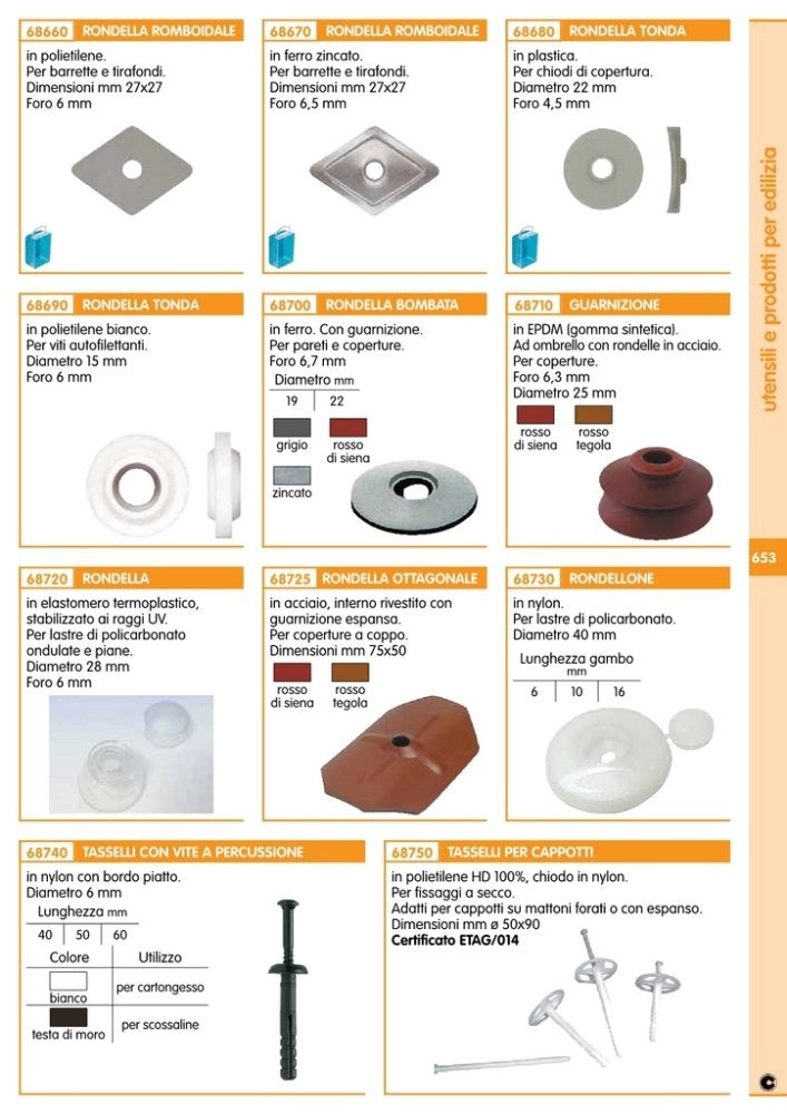 100pz rondella ferro tonda con guarnizione 6,7x22 colore bianco finitura grigio cod:ferx.56204