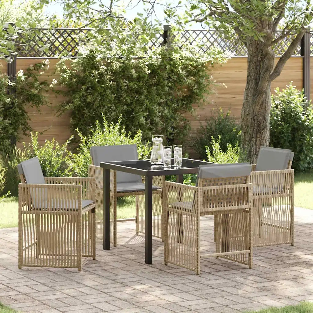 Set da Pranzo per Giardino 5 pcs Beige polyrattan