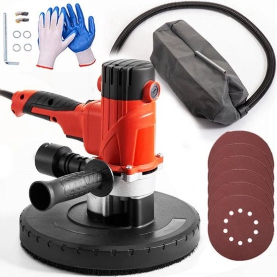 Sfregiatrice per pareti 1200 W Aspirapolvere per pareti 1200-2500 giri/min Sfregiatrice per pareti Adatta per lo smerigliamento e la levigatura di piastrelle da parete soffitti pareti interne e esterne Smerigliatura e rimozione di intonaco e stucco.