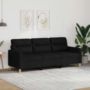 Divano a 3 Posti Nero 180 cm in Tessuto 359247