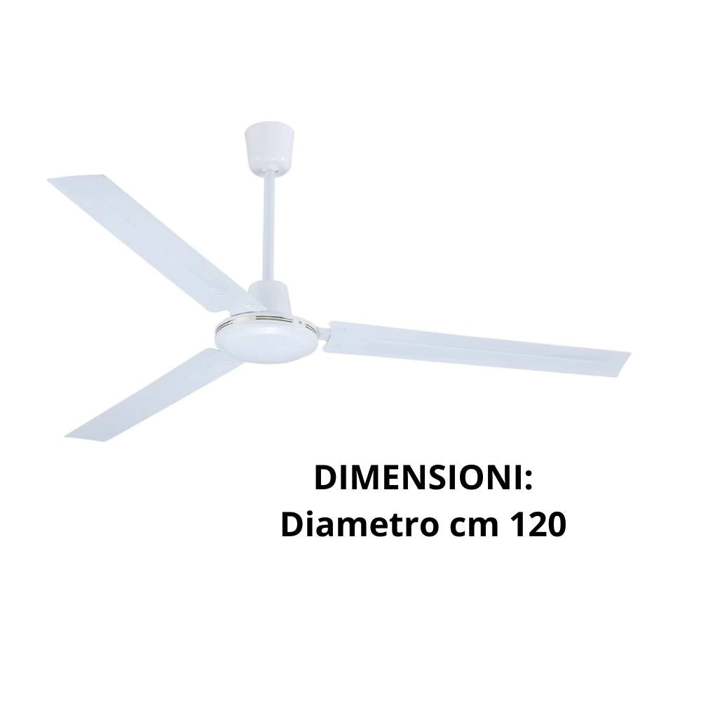 Ventilatore da soffitto industriale zephir zfs8120 70w bianco 3 pale *** diametro 120 centimetri, confezione 1