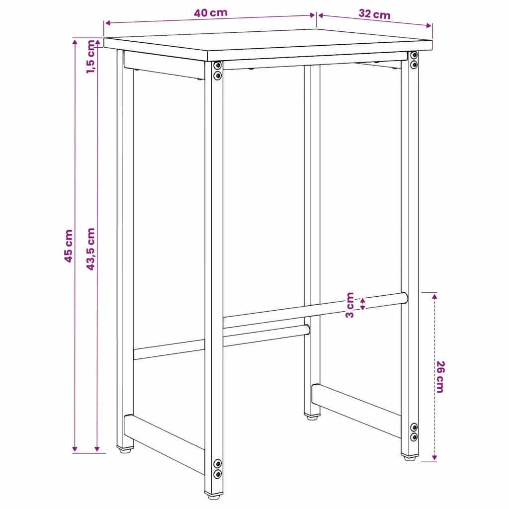 Sgabello da bar 2 pcs Rovere Nero 40 x 32 x 64 cm 8006182