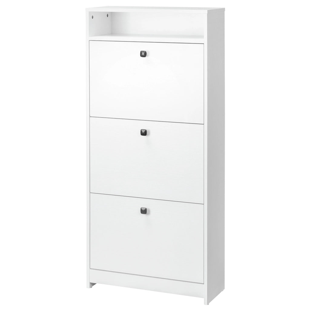 Scarpiera salvaspazio 3 ante a ribalta 18 paia con ripiano portaoggetti ¨C Xylo ¨C legno truciolato bianco 60x24x132cm