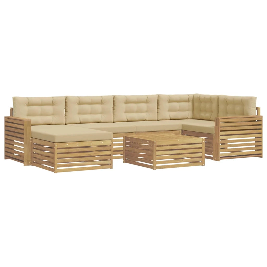 Set di divani da esterno con cuscino 7 pcs Bianco e Beige 3390813