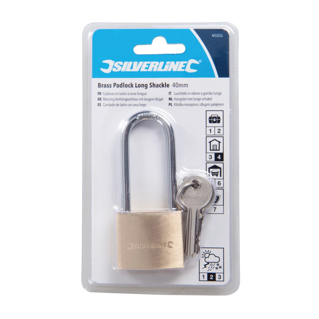 Lucchetto in ottone a gambo lungo silverline  56 mm