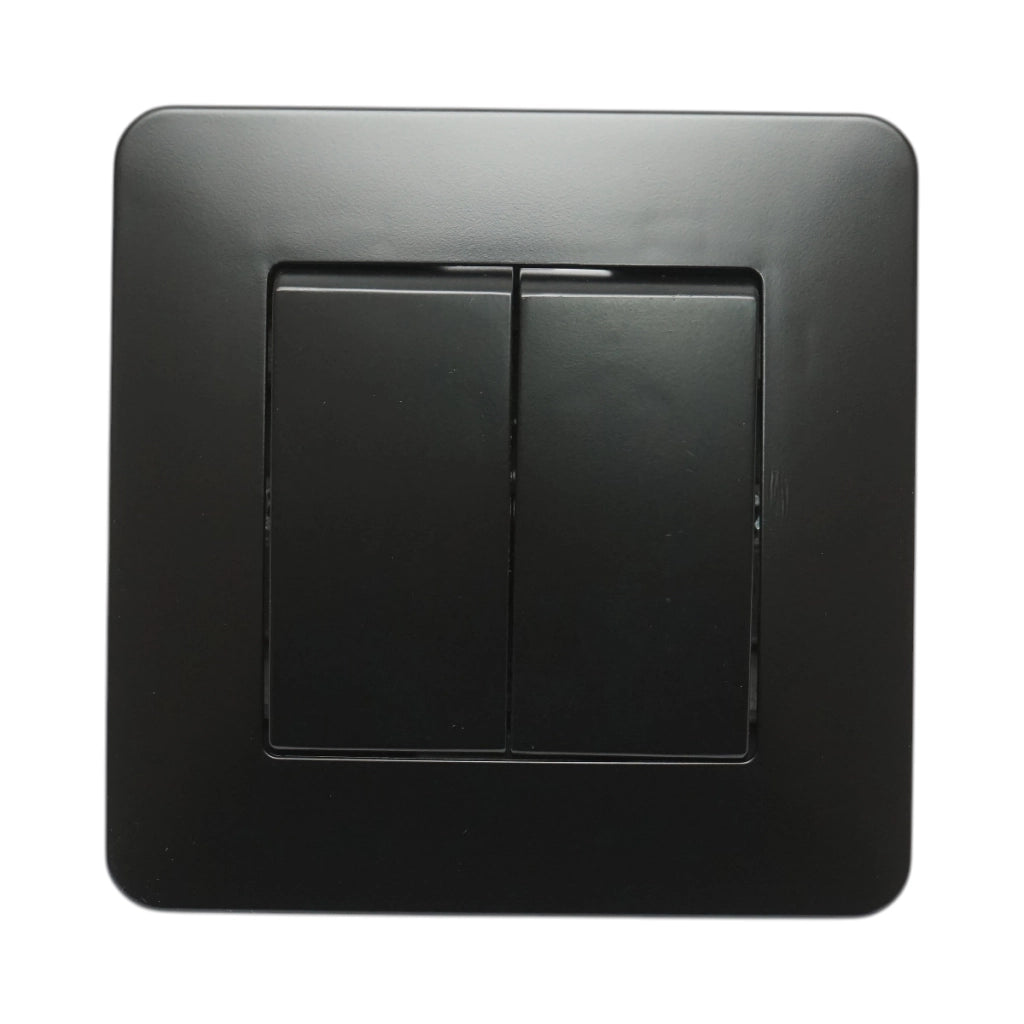 Interruttore a doppia testa, nero, da incasso, 220V, 10AX, PC 80x80mm