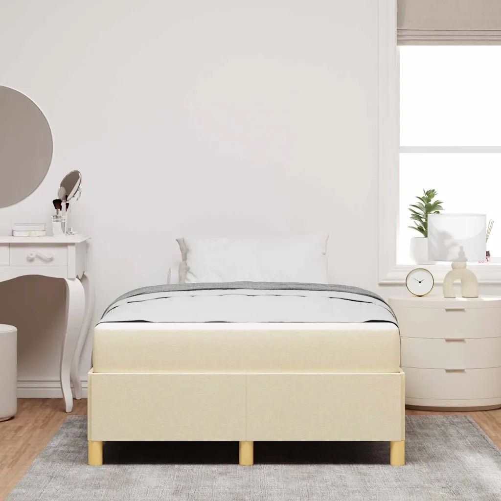 Letto matrimoniale | Letto per adulti | Struttura del letto con materasso Crema 120 x 200 cm Tessuto