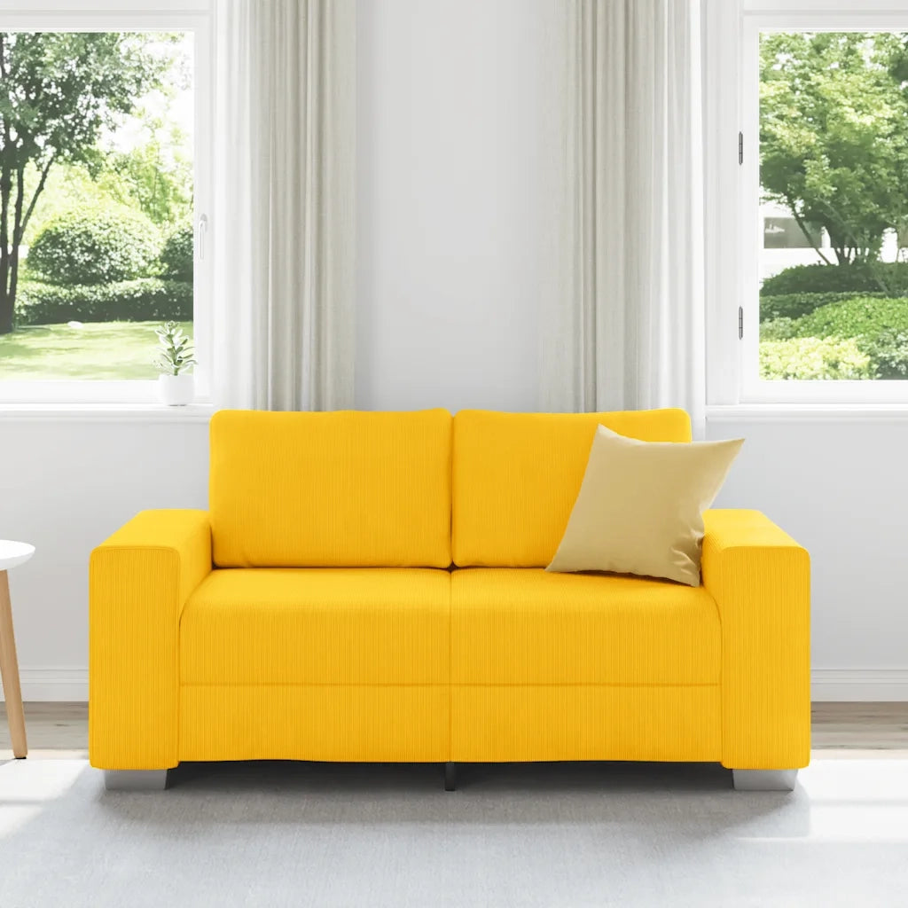 Divano Divanetto Giallo Chiaro 160x77x82cm Tessuto di Velluto a Coste 4105198