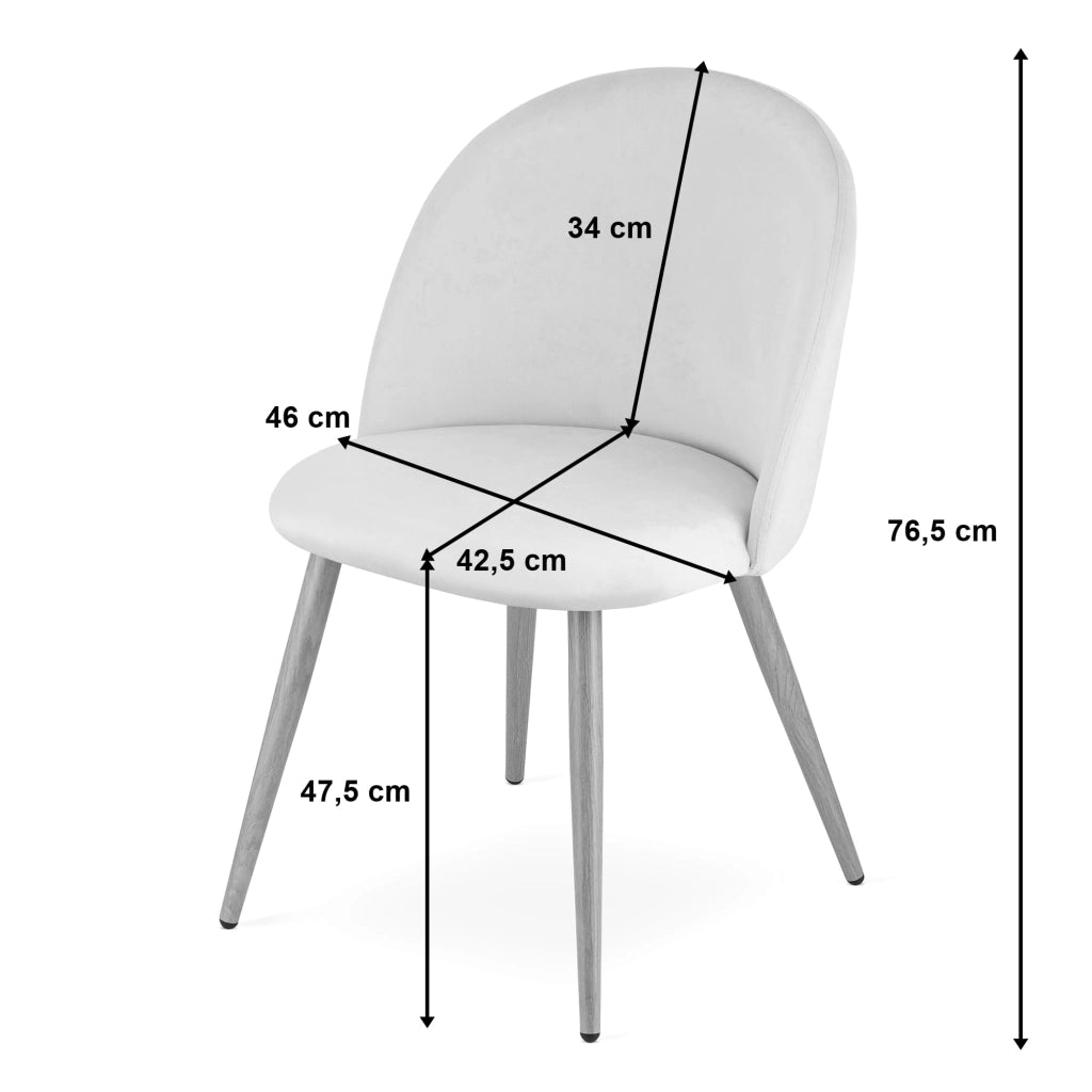 Sedia Valora BELLO in velluto grigio chiaro, design moderno x4