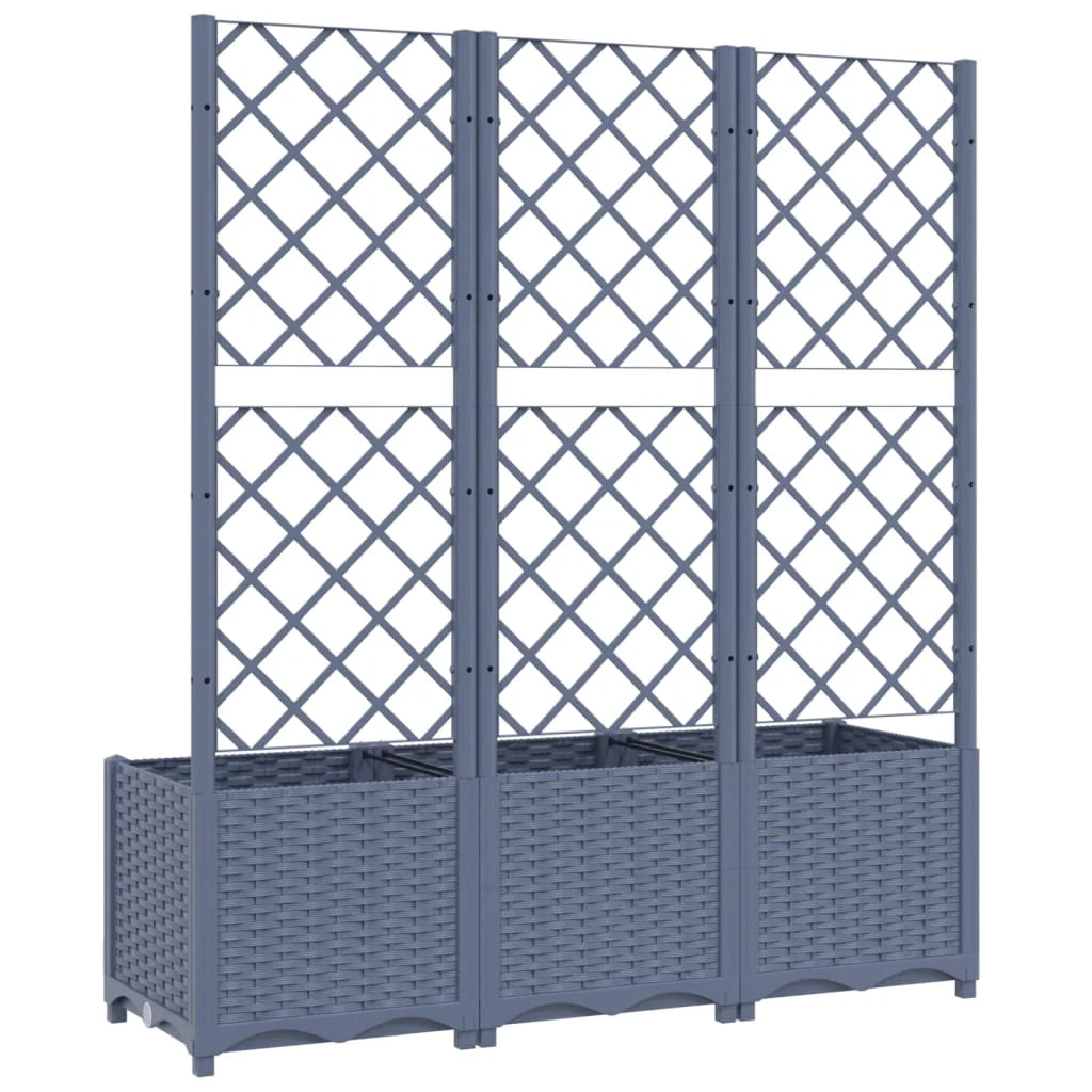 Fioriera rialzata con traliccio 120 x 40 x 136 cm PP grigio 02_0038235