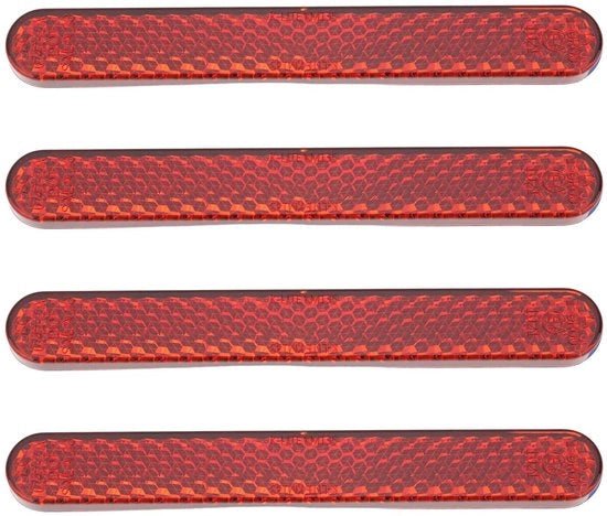 Riflettori di Sicurezza con Alta Visibilità - 4 Pezzi - Certificati E-MARK - Adesivi - Progetto Compattabile 100x13x7mm - Per Bicicletta/Motocicletta/Scooter