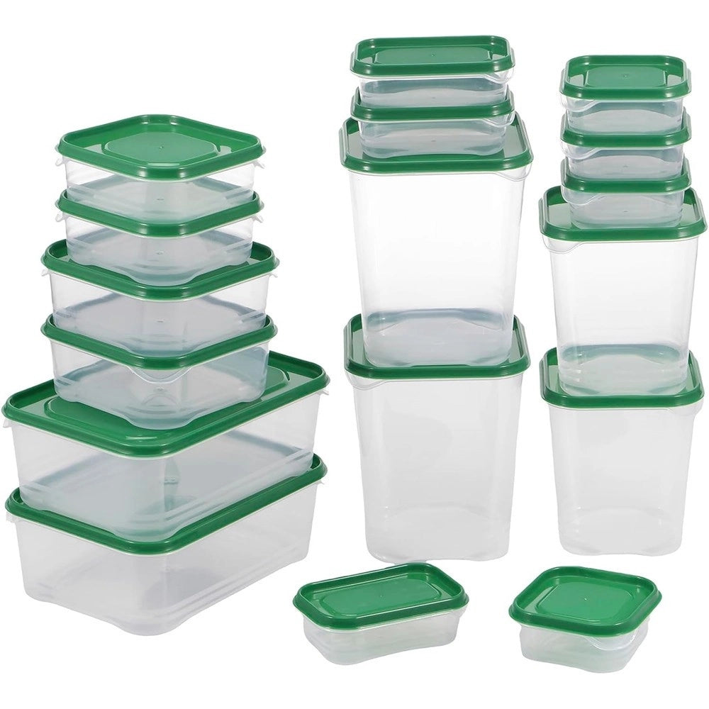Trade Shop - Set 17pz Contenitori Per Alimenti Con Coperchio Impilabili Trasparenti Microonde -
