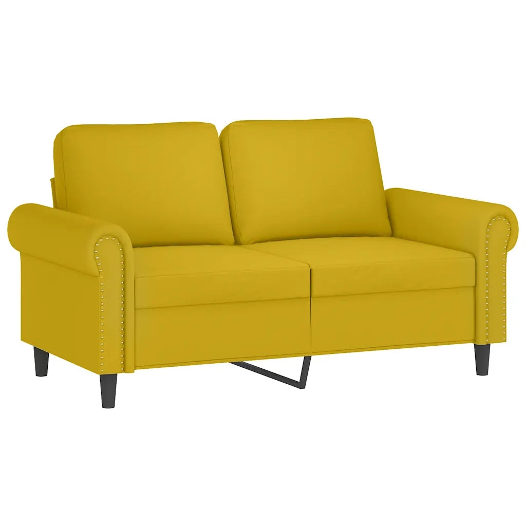 Set di Divani 3 pz con Cuscini giallo in Velluto