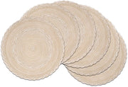 Set di tovagliette in rasoio da 6 pezzi - Tovaglietta rotonda - Resistente al calore - Lavabile - Intrecciato - 38 cm - Cotone duraturo - Tovagliette per tavola
