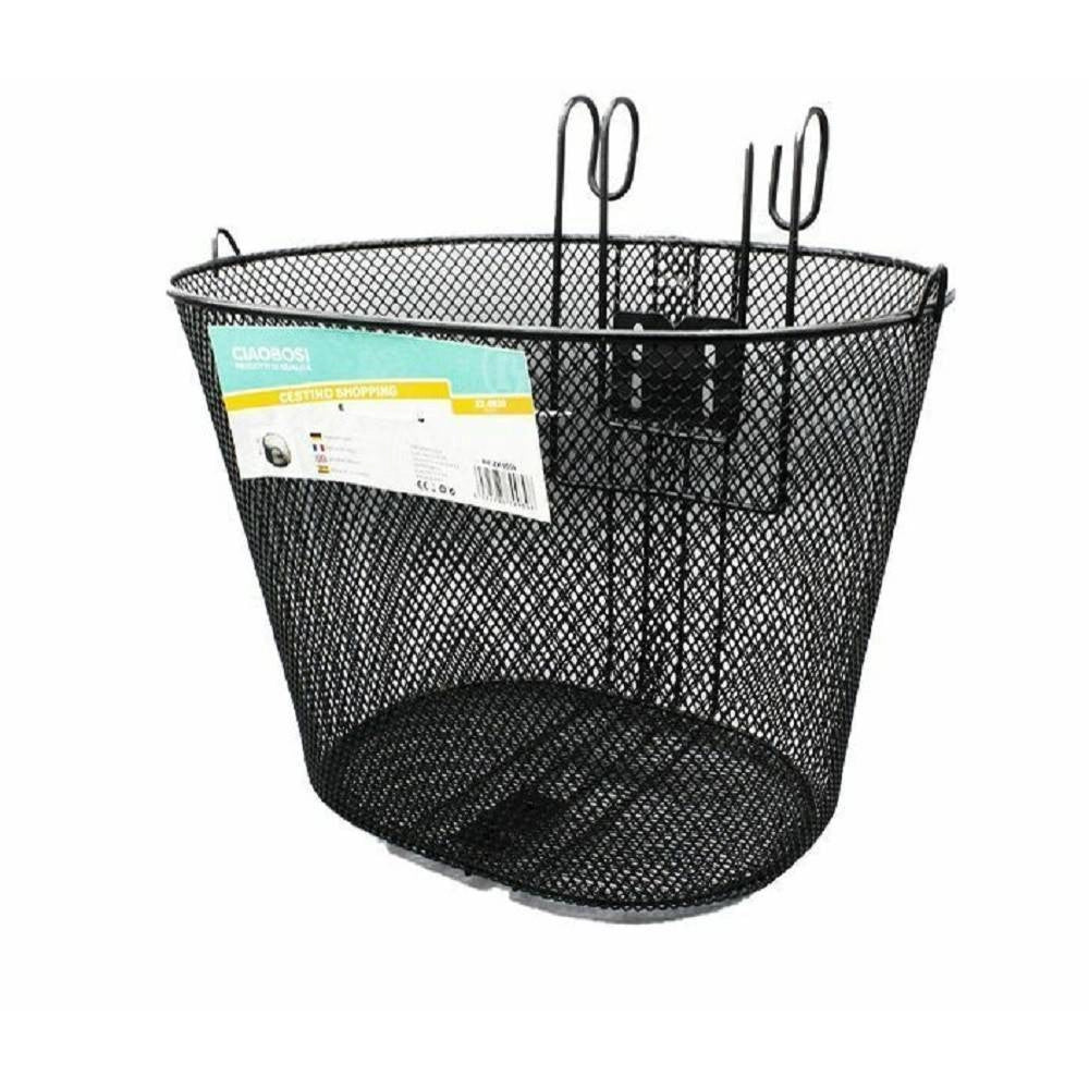 Trade Shop - Cestino Shopping Portapacchi Anteriore Manubrio Per Bicicletta Bici Nero Zx-9930 -