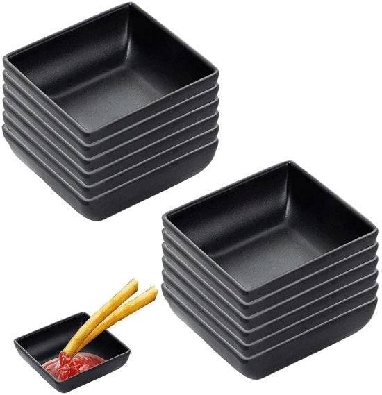 Set di contenitori per salse da 12 - 425 ml - Riciclabile - Nero - Per snack/salse/erbe - 7,5 x 7,5 x 2,8 cm - Contenitori per salse