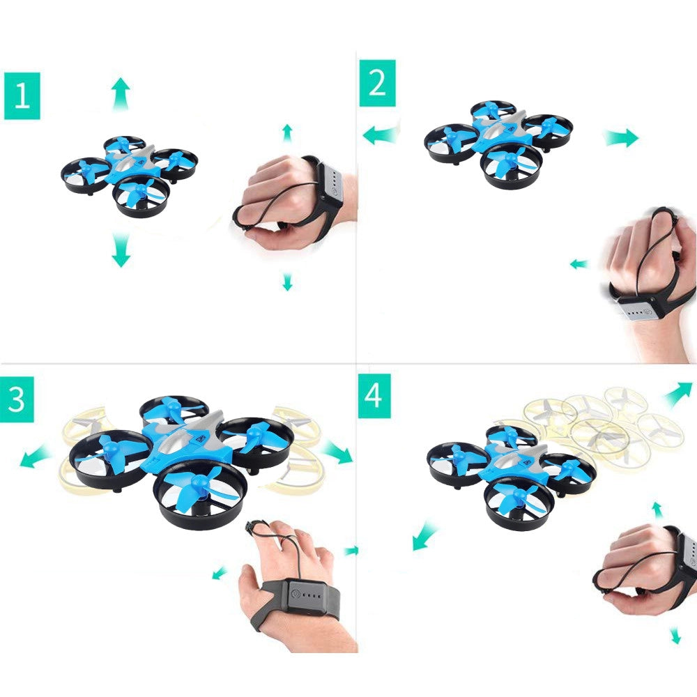 Trade Shop - Mini Drone Quadricottero Telecomandato Con Dita Mano Luci Led Rgb Gioco Bambini -