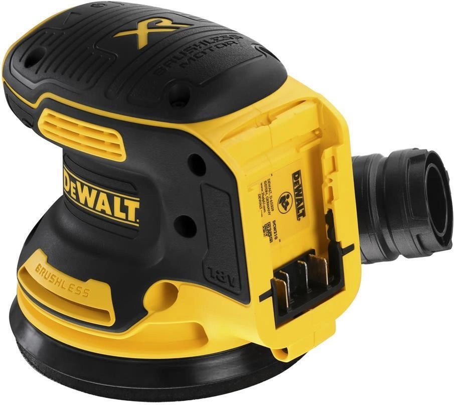 DeWALT DCW210NT-XJ Levigatrice Orbitale Casuale 125 mm Motore Brushless 8000 12000 rpm Alimentazione a Batteria 18V colore Nero Giallo