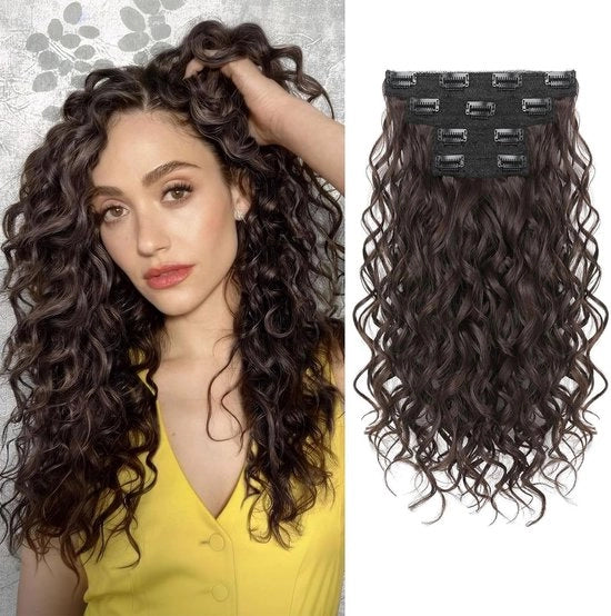 Estensioni capelli 40 cm - Pezzo di capelli ricci - Pezzi di capelli clip-in - Pezzi di capelli invisibili - Viti morbide - Adatti a tutti i tipi di capelli