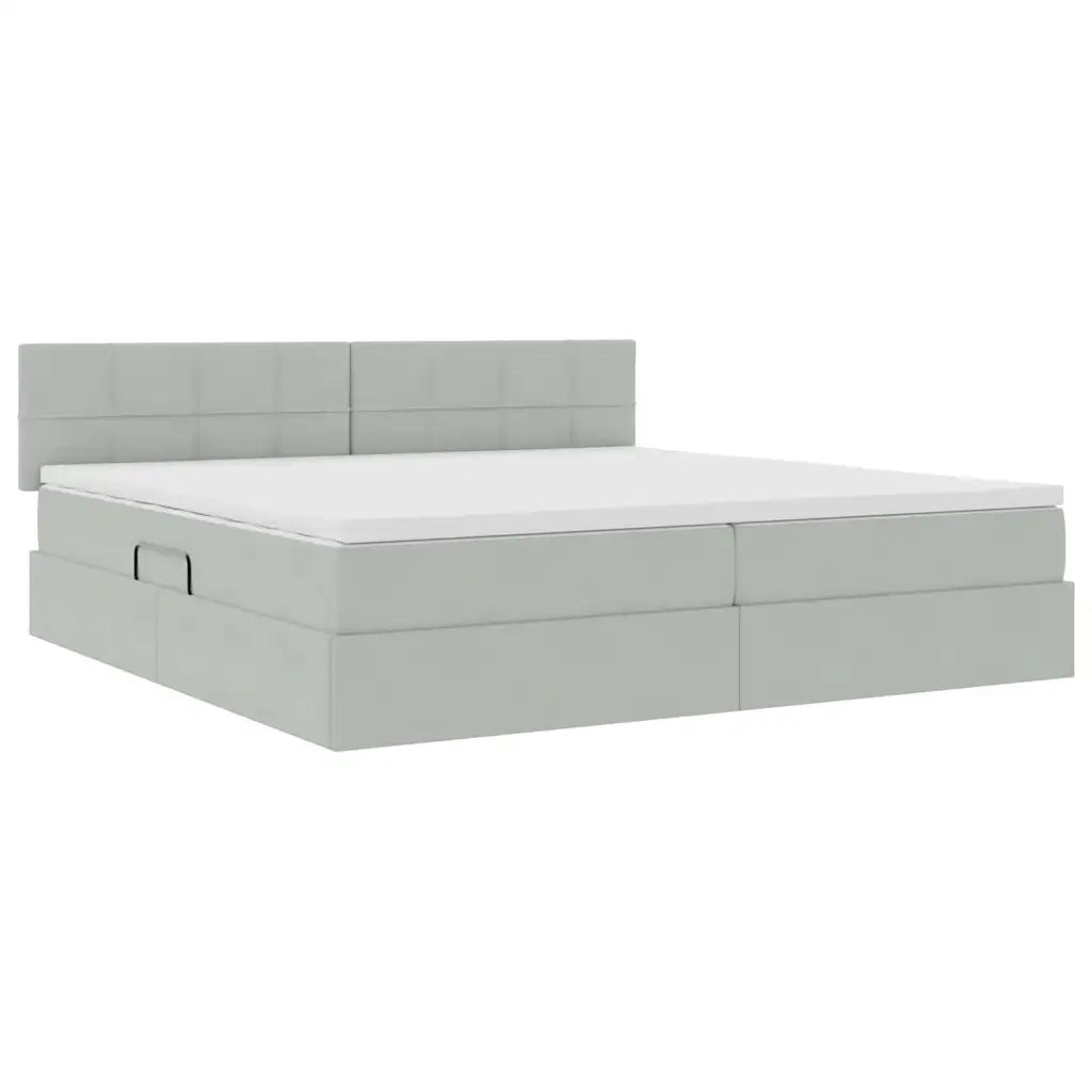 Letto con contenitore e LED Grigio chiaro 200 x 200 cm Velluto 3371415