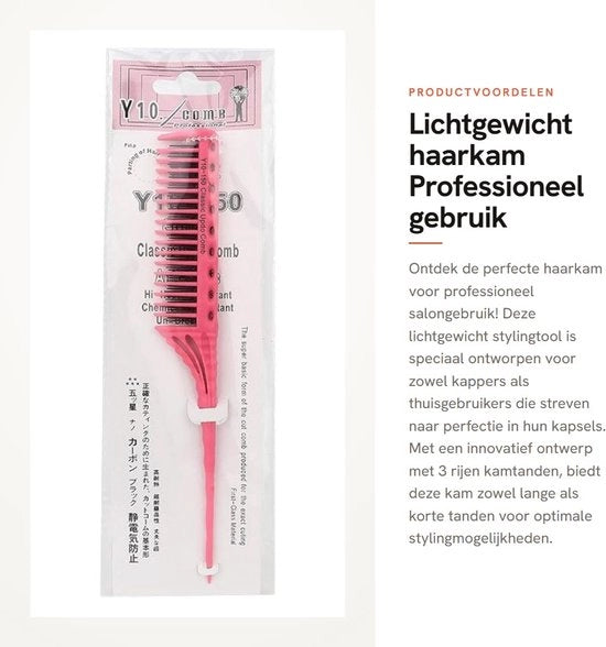 Stylistico per Capelli - Manicotto Leggero - Manicotto Professionale - Supporto Antiscivolo - 3 Righi di Denti per Capelli - Adatto per Salone di Bellezza - Materiale ABS - Manicotto per Capelli