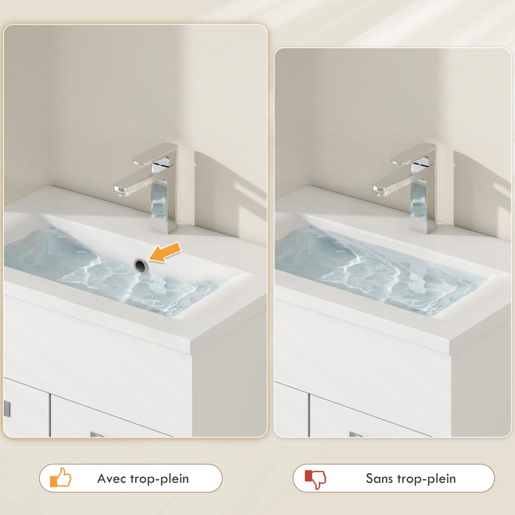 Set Mobili Bagno 4 Pezzi ¨C Xylo ¨C Mobile Sottolavabo con Lavabo, Specchio e Colonna, Bianco