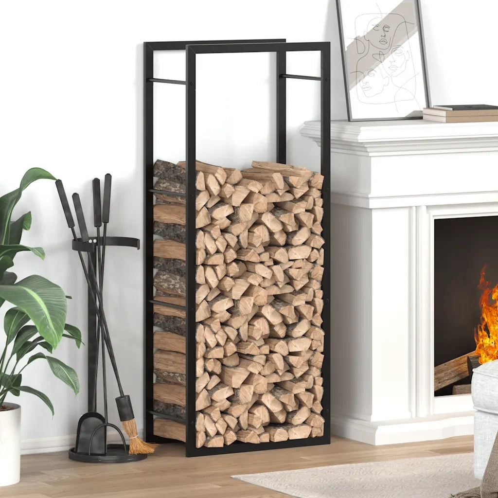 Portalegna Nero Opaco 50x28x132 cm in Acciaio 350306