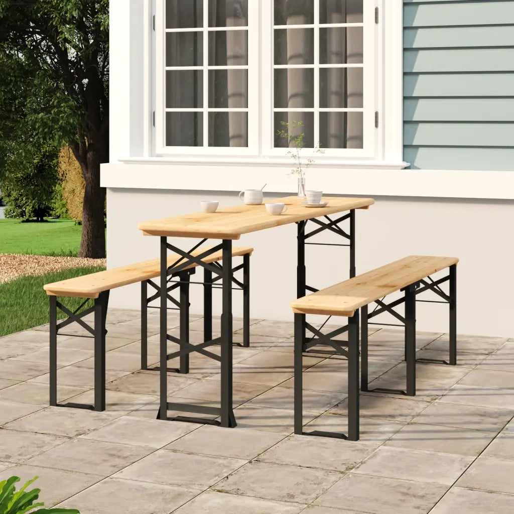 Tavolino da Giardino | Tavolo Pieghevole Birreria 170x50x75/105cm Legno Massello Abete