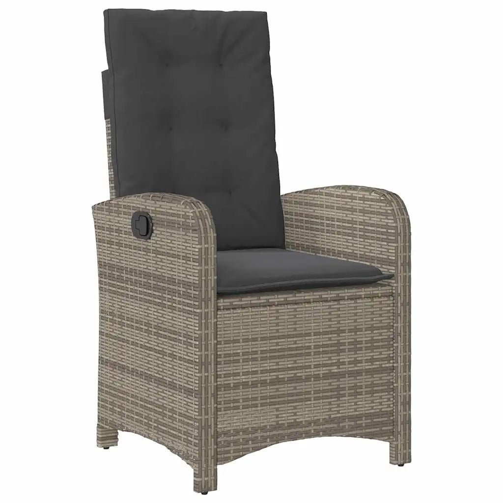 Set da Pranzo per Giardino con cuscino 5 pcs Grigio polyrattan