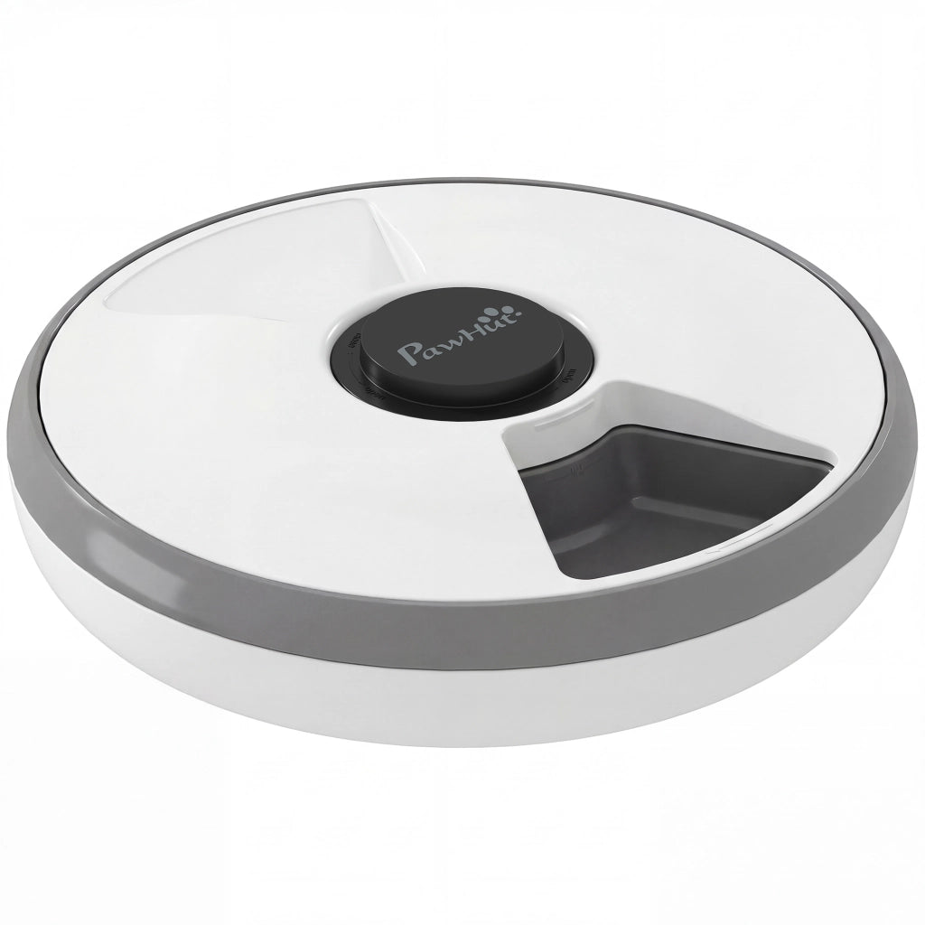 Distributore Automatico Cibo Gatti e Cani con Timer e Display LED 1-6 Pasti Giornalieri per Cibo Secco e Umido Bianco e