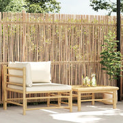 Set Divani da Giardino 2 pz con Cuscini Bianco Crema in Bambù 313144