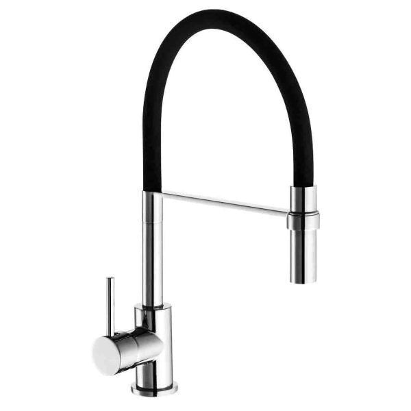 Idro Bric SCARUB0703NE Winter Miscelatore Lavello Monocomando Bocca Alta Orientabile 360° Doccetta Estraibile Cartuccia Ceramica 35 mm colore Nero