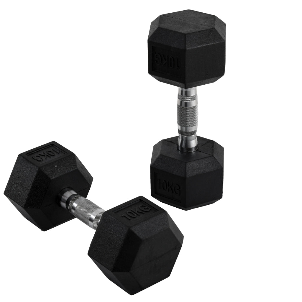 Manubri Esagonali 10kg Metallo Gomma ¨C Minimal ¨C Nero