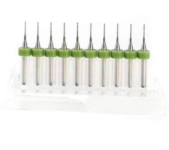 Set di 10 Micro Boeri in Carburo per PCB e CNC (0,7mm)