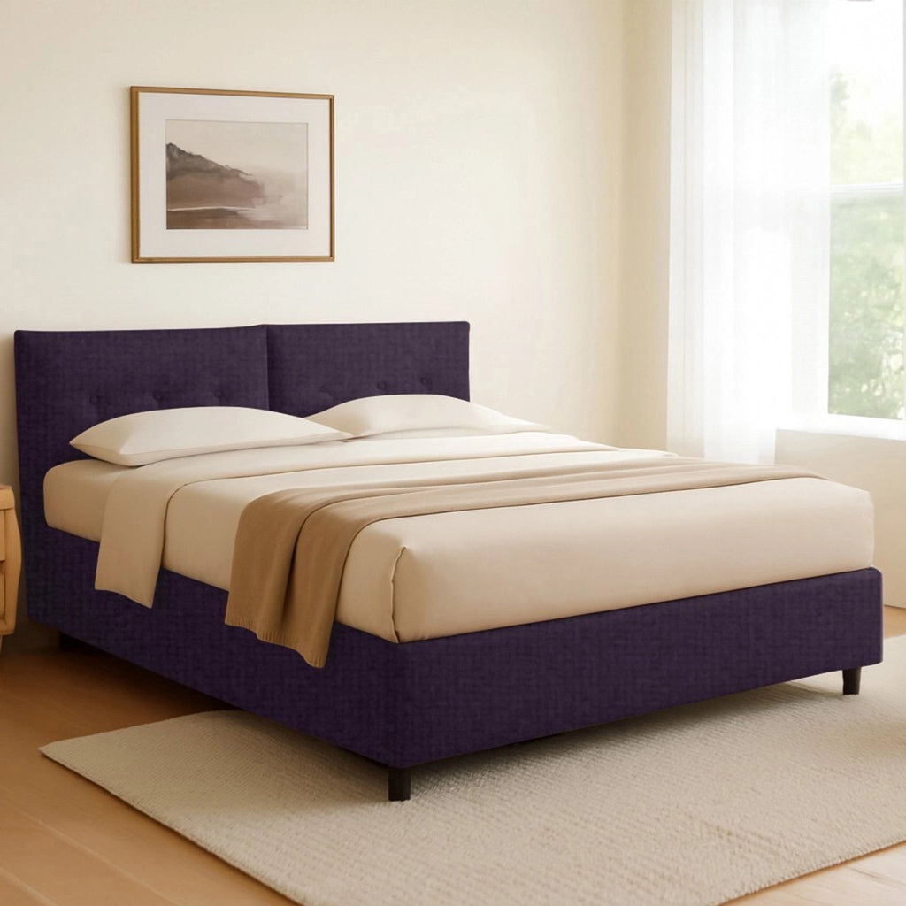 Exeter, Letto Singolo Sfoderabile Made in Italy, Viola