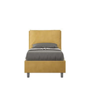 Letto singolo contenitore imbottito 80x190 microfibra ocra Antea