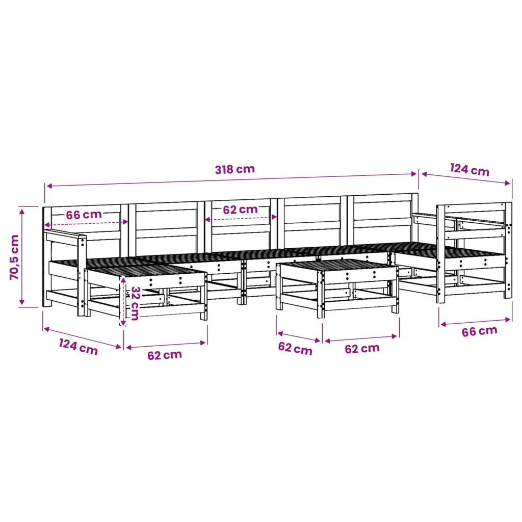 Set Lounge da Giardino 8 pcs Pino Marrone Cerato