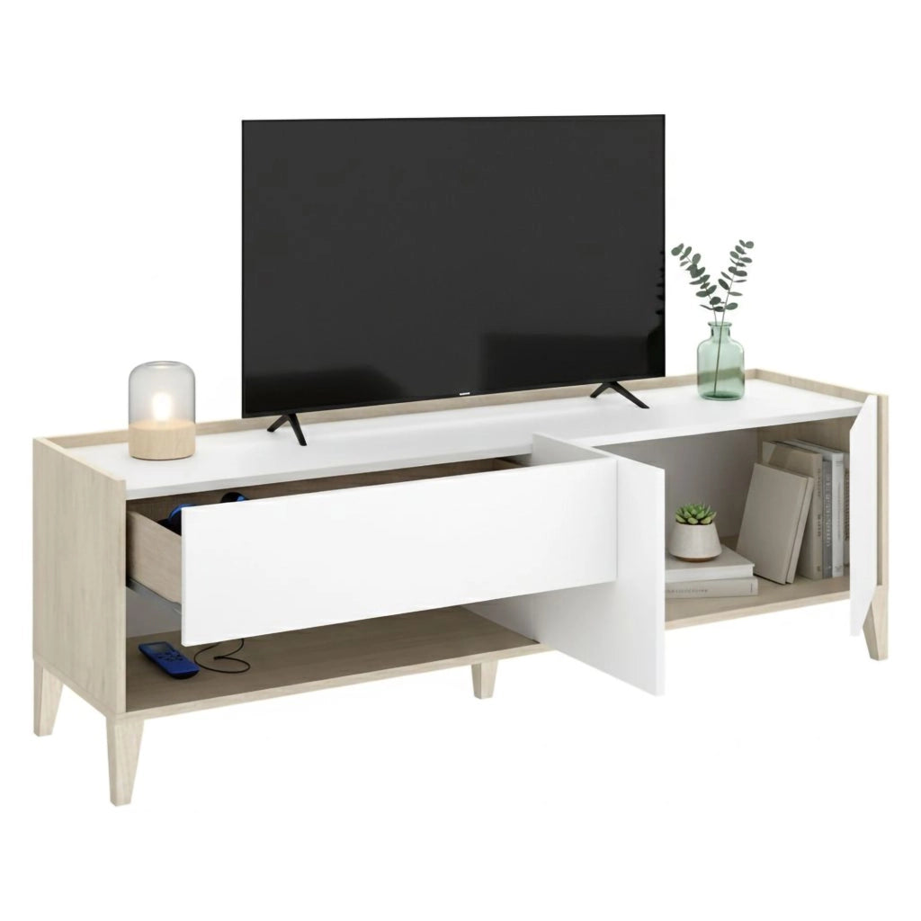 Willits, Mobile Porta tv Modulabile, 39x150x50h cm Bianco
