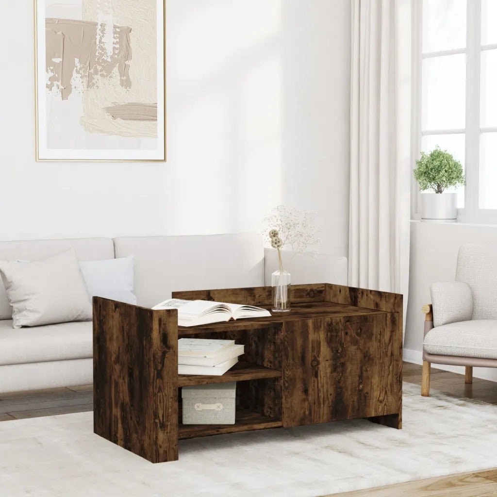 Tavolino salotto | Tavolino da caff¨¨ | Tavolino da Soggiorno Rovere Fumo 100x50x50 cm in Legno Multistrato