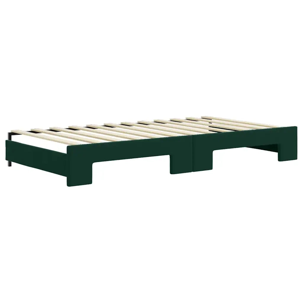 Divano Letto Estraibile Cassetti Verde Scuro 100x200cm Velluto 3197358