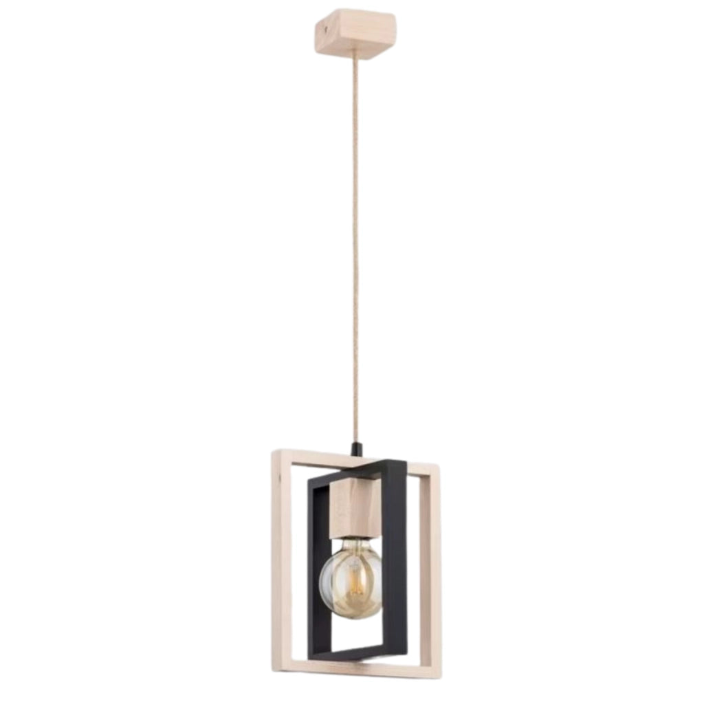 Lampada a sospensione nordica legno geometrica E27 Alfa