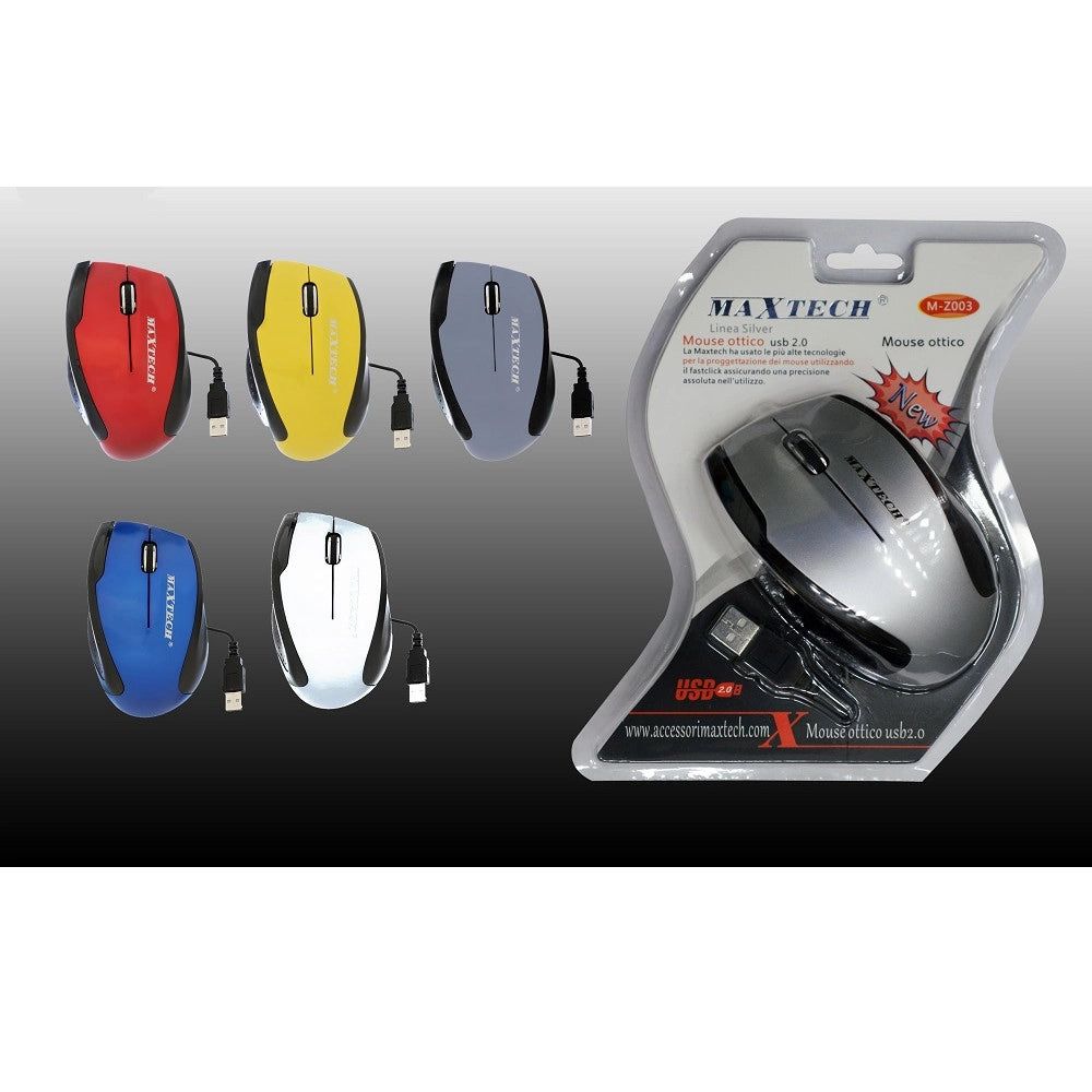 Trade Shop - Mouse Con Cavo Usb Per Computer Notebook Pc Portatile Con Filo Ottico Maxtech M-z003 -