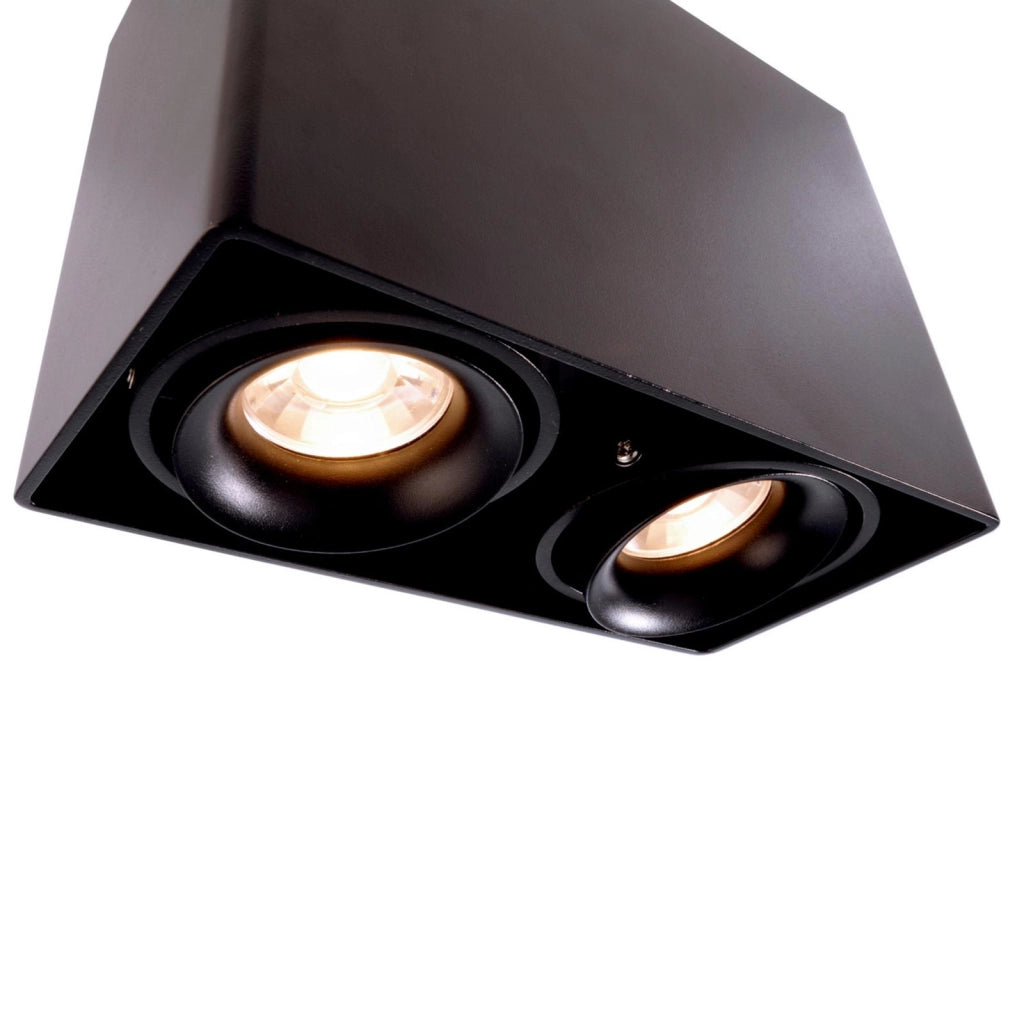 MONA II Faretto soffitto plafoniera rettangolare doppio GU10 LED luce orientabile bagno negozio vetrine ufficio NERO