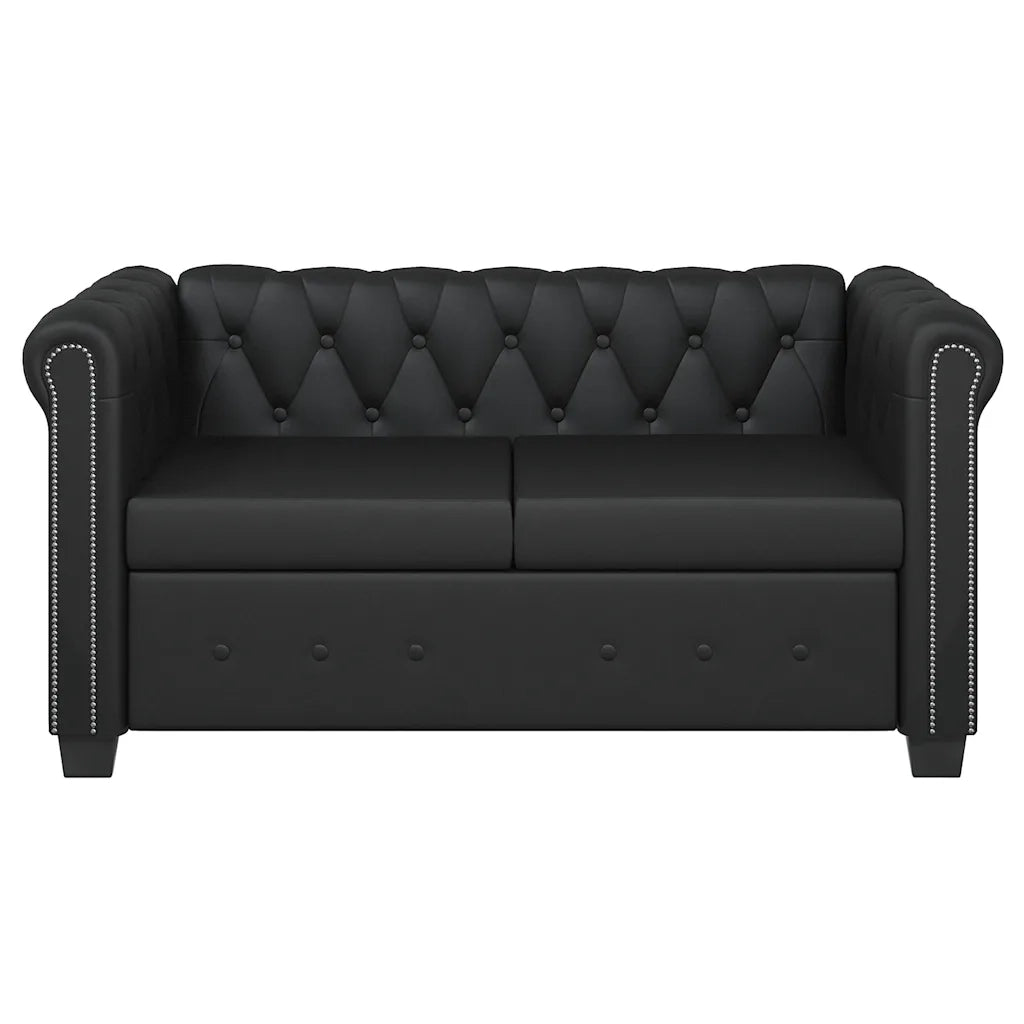 Divani Chesterfield a 2 Posti e a 3 Posti in Similpelle Nero