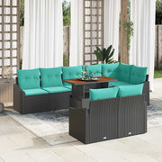 Set da Pranzo per Giardino con cuscino 9 pcs Nero e Verde acqua 3349857