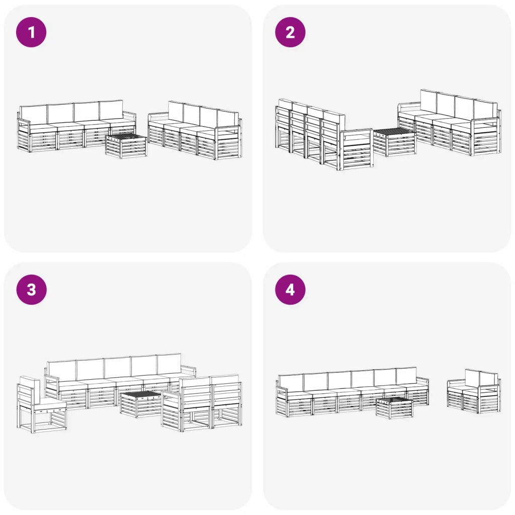 Set di divani da esterno 9 pcs Bianco e Antracite 3391582
