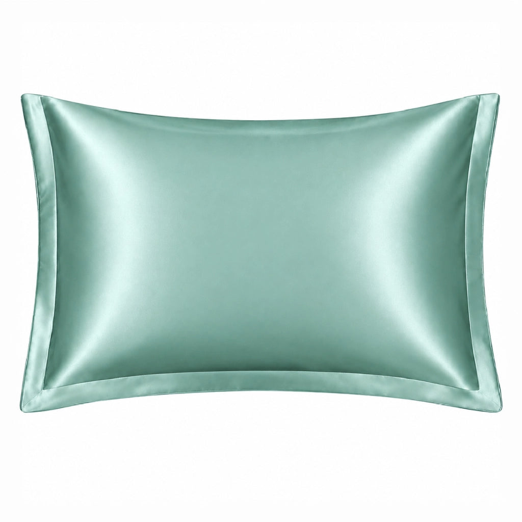 Federa 100% Seta Di Gelso 50x80Cm Con Volant da 5 Cm Retro In Tencel Di Eucalipto Anticrespo Anti-Age Rigenerante Cromoterapia Certificate OekoTex Chiusura Zip Acqua